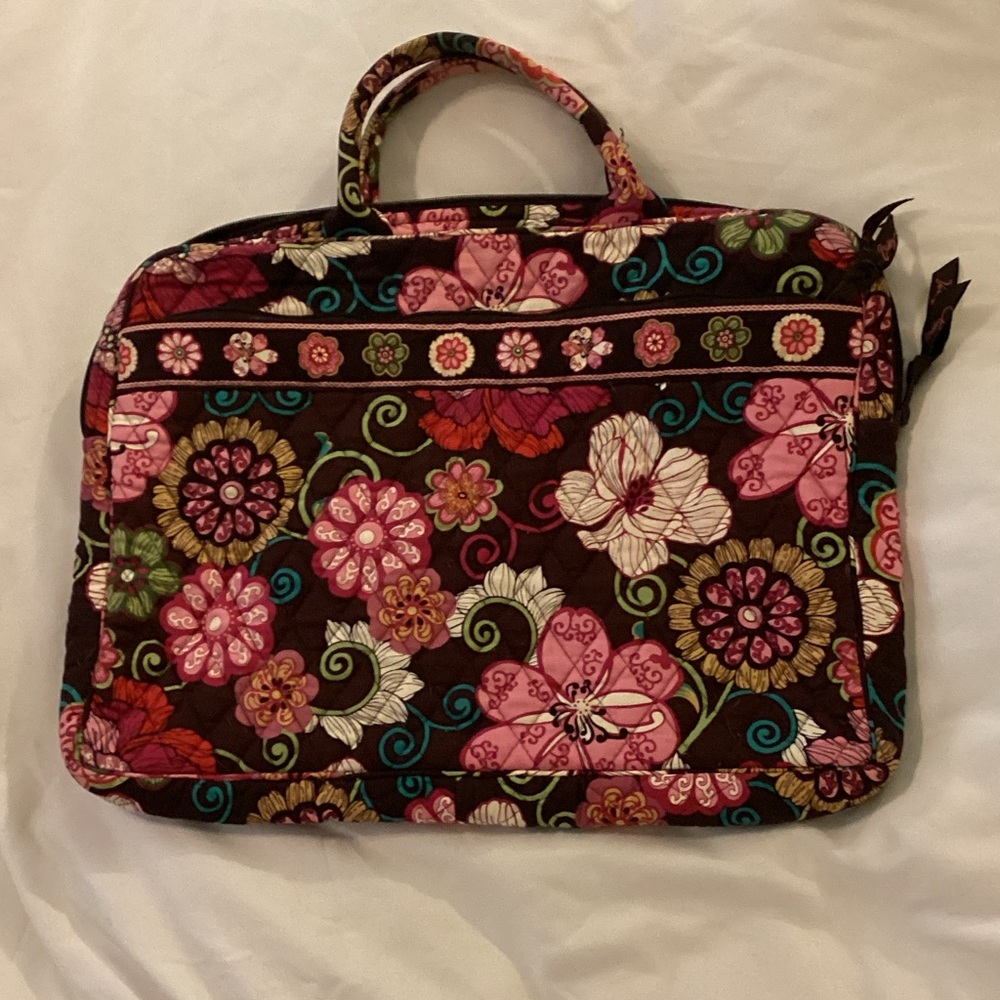 Vera Bradley Floral Laptop Bag - Pink and Brown